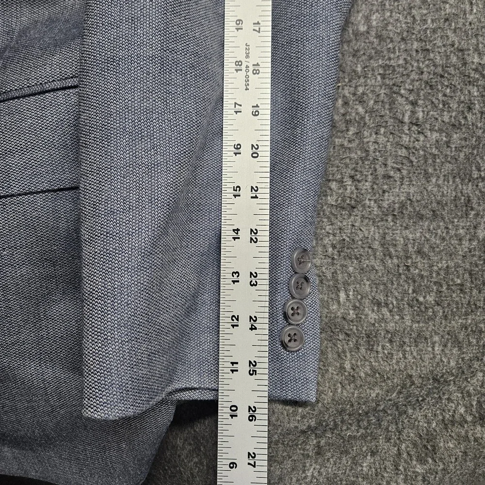 Jos A Bank Mens 44L Blazer Sport Coat Wool Silk Blend Herringbone Gray 2 Button